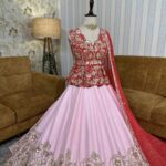 Red & Pink Peplum with Lehenga